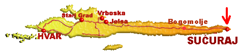 Mapa otoka Hvar